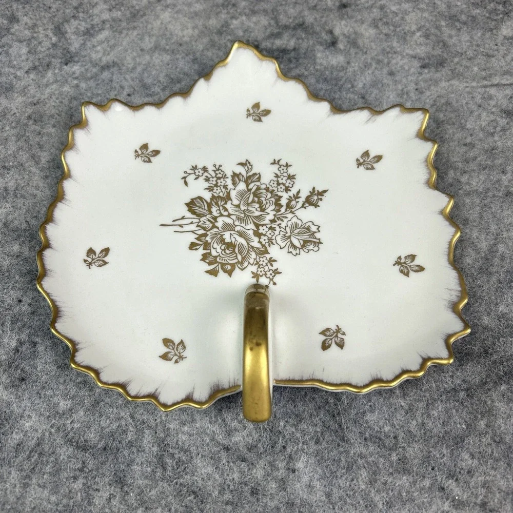 Vintage‎ Royal Limoges France Candy Dish Plate Porcelain With Gold Floral Trim